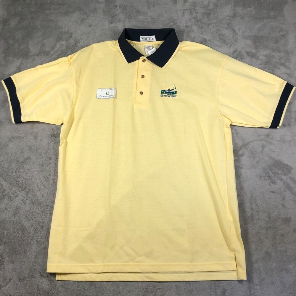 Kentucky Derby 128th 2002 Polo Shirt Mens Yellow Size XL War Emblem VINTAGE NEW
